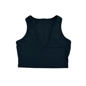 black ribbed v-neck tank